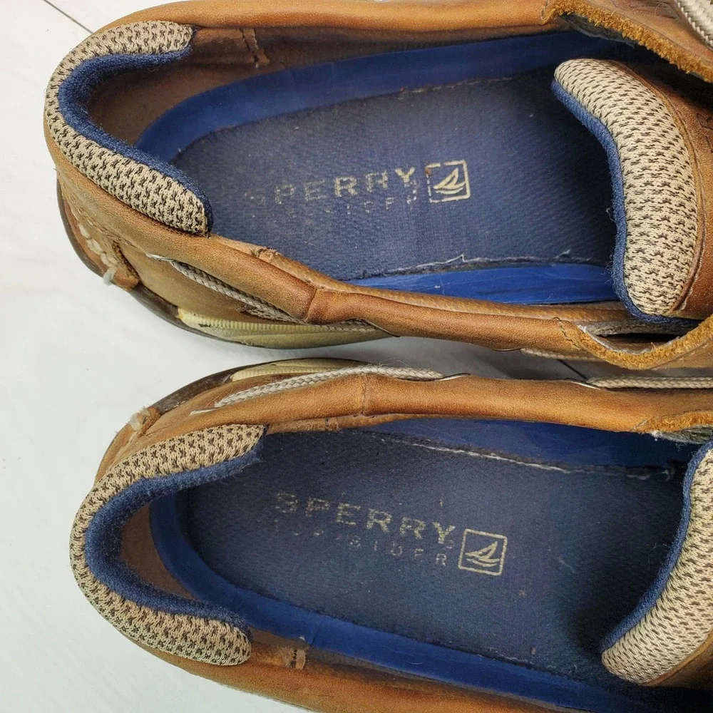 Sperry‎ Top-Sider Billfish Mens 11.5 M Tan Brown Leather Mesh Boat Shoes Coastal